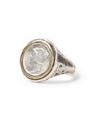 John Varvatos Sterling Silver & Brass Artisan Metals Mercury Dime Signet Ring