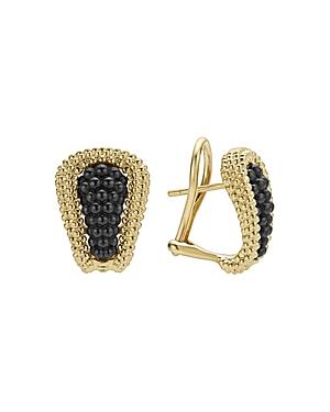 Lagos Gold & Black Caviar Collection 18k Gold & Ceramic Huggie Earrings