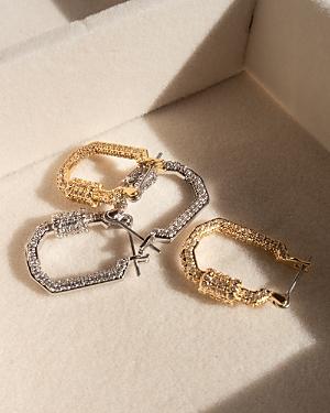 Luv Aj Pave Carabiner Hoop Earrings In Gold Tone
