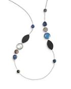 Ippolita Sterling Silver Wonderland Black Shell, Onyx, Mother-of-pearl And Clear Quartz Doublet Necklace In Astro, 38