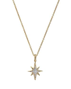 David Yurman 18k Yellow Gold Cable Collectibles Diamond Pave North Star Pendant Necklace, 15-17