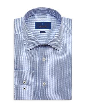 David Donahue Cotton Geo Print Trim Fit Dress Shirt