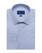 David Donahue Cotton Geo Print Trim Fit Dress Shirt