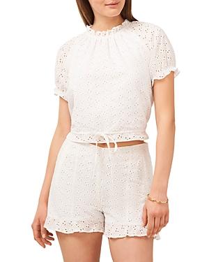 1.state Cropped Eyelet Puff Sleeve Top