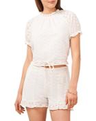 1.state Cropped Eyelet Puff Sleeve Top