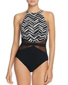 Profile By Gottex Marble High Neck One Piece Swimsuit
