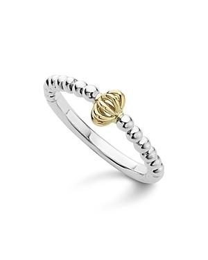 Lagos Caviar Icon 18k Gold And Sterling Silver Fluted Bead Stacking Ring