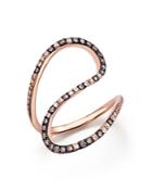 White And Brown Diamond Swirl Ring In 14k Rose Gold - 100% Exclusive