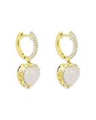Meira T 14k Yellow Gold Rainbow Moonstone & Diamond Heart Drop Earrings
