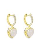 Meira T 14k Yellow Gold Rainbow Moonstone & Diamond Heart Drop Earrings