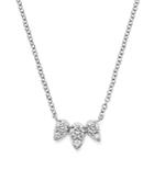 Diamond Teardrop Pendant Necklace In 14k White Gold, .24 Ct. T.w.