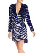Michelle Mason Zebra-printed Velvet Wrap Dress