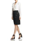 Donna Karan Asymmetric Button Skirt Sheath Dress