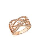 Diamond Crossover Ring In 14k Rose Gold, .65 Ct. T.w. - 100% Exclusive