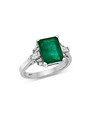 Bloomingdale's Emerald & Diamond Classic Ring In 14k White Gold - 100% Exclusive