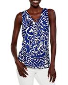 Nic+zoe Printed Tie-neck Top