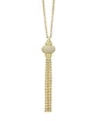 Lagos 18k Yellow Gold Caviar Gold Diamond Tassel Necklace, 16-18