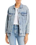 Sunset & Spring Cotton Embroidered Daisies Denim Jacket