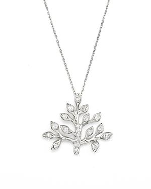 Diamond Tree Of Life Pendant Necklace In 14k White Gold, .25 Ct. T.w.