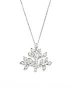 Diamond Tree Of Life Pendant Necklace In 14k White Gold, .25 Ct. T.w.