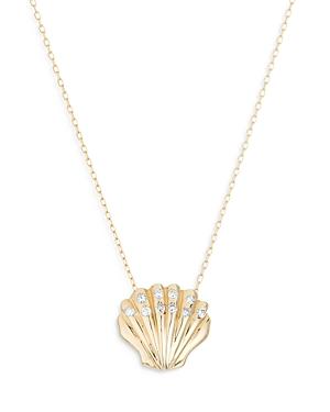 Adina Reyter 14k Yellow Gold Sea Creatures Clamshell Diamond Pendant Necklace, 16