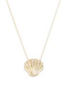 Adina Reyter 14k Yellow Gold Sea Creatures Clamshell Diamond Pendant Necklace, 16