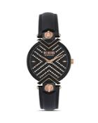 Versus Versace Mabillon Two-tone Black Leather Strap Watch, 36mm