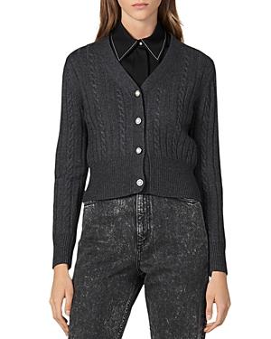 Sandro Jinale Wool-blend Cable-knit Cardigan