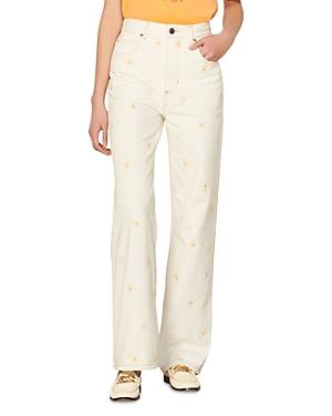 Sandro Cyriaque Wide Leg Jeans In White