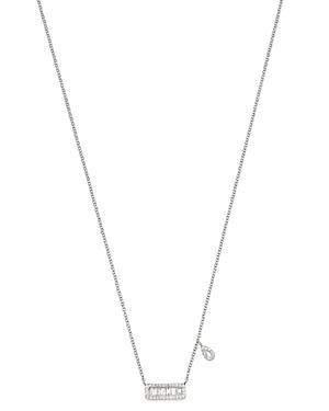 Meira T 14k White Gold Baguette Diamond Bar Necklace, 18
