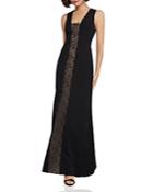 Bcbgmaxazria Lace-inset Fit-and-flare Gown