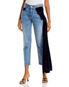 Hellessy Ramy Velvet Drape Cropped Jeans In Medium Wash/navy