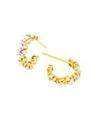 Suzanne Kalan 18k Yellow Gold Diamond Baguette & Round Cluster Small Hoop Earrings
