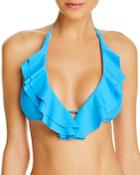 Shoshanna Pacifico Solid Ruffled Halter Bikini Top