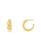 Adinas Jewels Puff Braided Hoop Earrings In 14k Gold Plated Sterling Silver