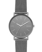 Skagen Signatur Gray Mesh Bracelet Watch, 45mm