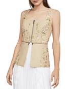 Bcbgmaxazria Embroidered Faux Leather Peplum Top