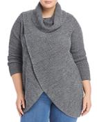 Single Thread Plus Size Cross Front Cowl Neck Sweater