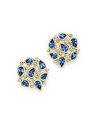 Temple St. Clair 18k Yellow Gold Pear Cluster Earrings With Sapphire And Diamonds