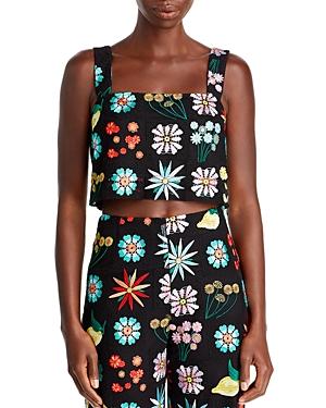 Staud Rigina Crocheted Floral Cropped Top