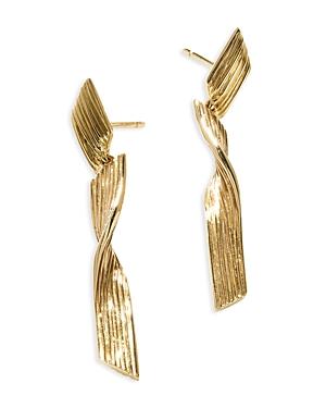 John Hardy 18k Yellow Gold Bamboo Linear Drop Earrings