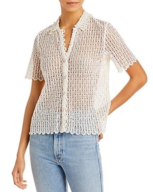 Rebecca Taylor Pina Embroidered Lace Button Front Shirt