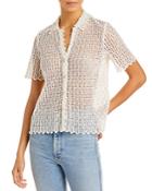 Rebecca Taylor Pina Embroidered Lace Button Front Shirt