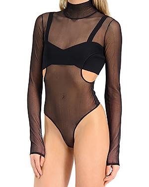 Herve Leger Sheer Turtleneck Bra Bodysuit