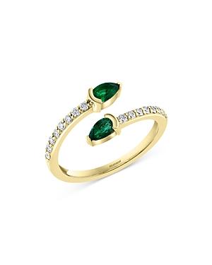 Bloomingdale's Emerald & Diamond Bypass Ring In 14k Yellow Gold - 100% Exclusive