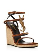 Saint Laurent Women's Cassandra 105 Ysl Wedge Sandals