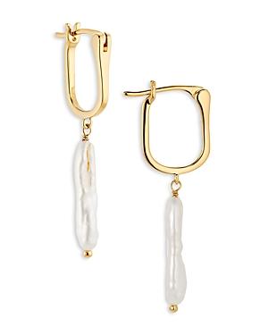 Nadri Pearlfection Biwa Cultured Freshwater Stick Pearl Charm Hoop Earrings