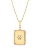 Graziela Gems 14k Yellow Gold Pawsitivity Diamond Paw Dog Tag Pendant Necklace, 20