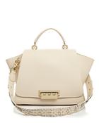 Zac Zac Posen Eartha Iconic Soft Top Handle Leather Satchel With Floral Applique Strap