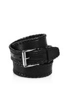 John Varvatos Star Usa Whipstitch Perforated Leather Belt